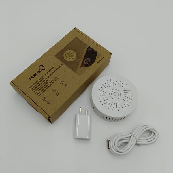 rescueO2 Gas sensors for measuring gas concentration DC-12V Gas Sensor with LED Light and Sound Alert, White
