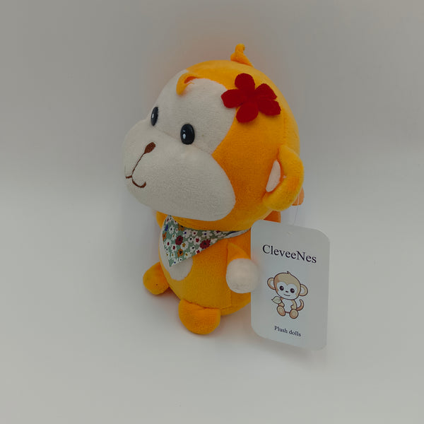 CleveeNes Plush dolls 8-inch yellow cartoon monkey plush toy, polyester material