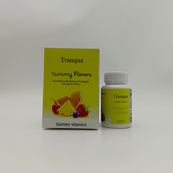 Tranqua Gummy vitamins 150 Capsules Gummy Vitamins, 11 Essential Nutrients, Daily Multivitamin for Kids & Adults