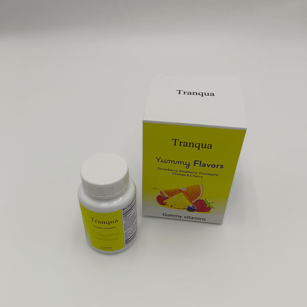 Tranqua Gummy vitamins 150 Capsules Gummy Vitamins, 11 Essential Nutrients, Daily Multivitamin for Kids & Adults