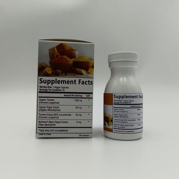 Twzaqny Nutritional supplements Natural turmeric Supplement - 240 Vegetarian Capsules, highly absorbed