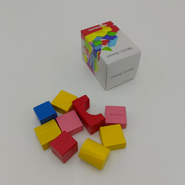 SKULL flowers Toy construction blocks 9 Pieces Natural Wood Construction Toys, Educational Learning Toys for Kids 6+