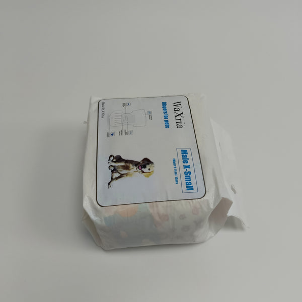 WaXria Diapers for pets Male Pet Diapers, X-Small, Waist 9-14 Inches, White, 10 Count