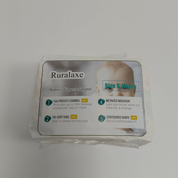 Ruralaxe Babies' diapers of paper Comfortable Baby Diapers of Paper, Size S, 10pcs, Contoured Shape
