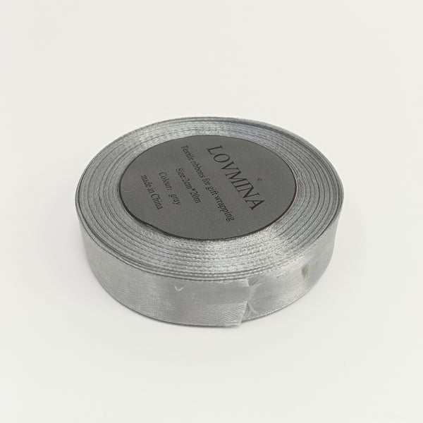 LOVMINA Textile ribbons for gift wrapping 2cm×20m grey satin ribbon for gift packaging decoration