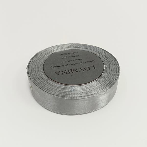 LOVMINA Textile ribbons for gift wrapping 2cm×20m grey satin ribbon for gift packaging decoration