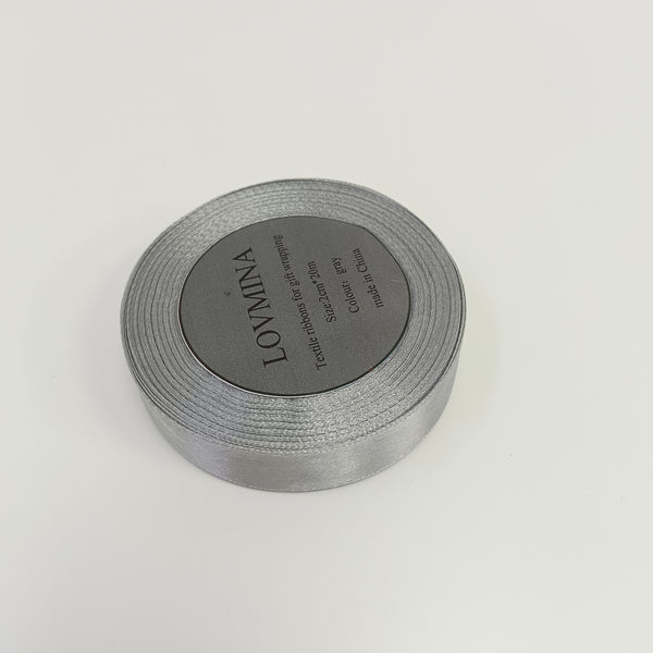 LOVMINA Textile ribbons for gift wrapping 2cm×20m grey satin ribbon for gift packaging decoration