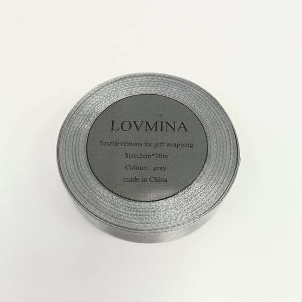 LOVMINA Textile ribbons for gift wrapping 2cm×20m grey satin ribbon for gift packaging decoration