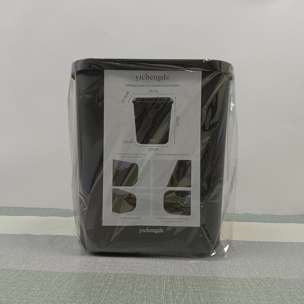 yichengdz Garbage pails for household purposes Black Plastic, Rectangular Shape Household Garbage Pail, Smooth Rounded Corners, Compact Design