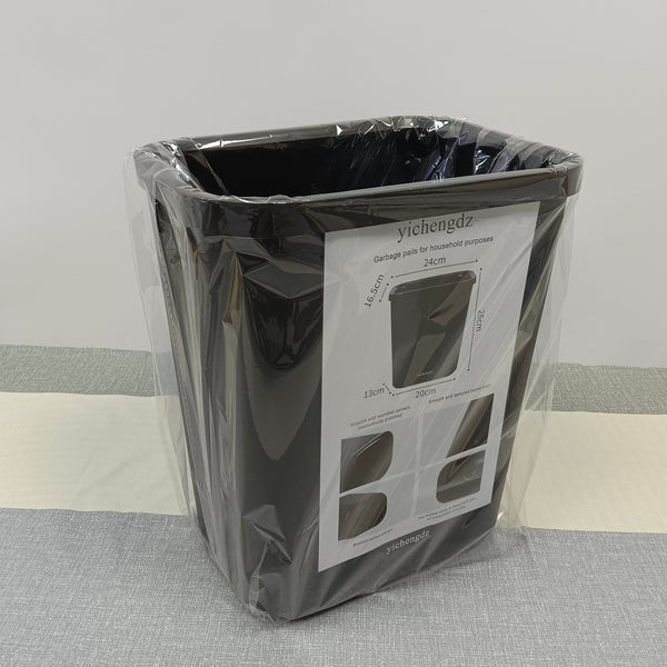 yichengdz Garbage pails for household purposes Black Plastic, Rectangular Shape Household Garbage Pail, Smooth Rounded Corners, Compact Design