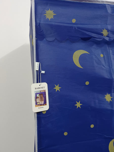 BABENET Furniture, wardrobes Portable Wardrobe with Zipper Closure, Blue with Moon and Stars Pattern