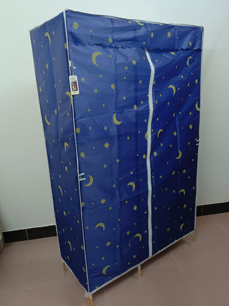 BABENET Furniture, wardrobes Portable Wardrobe with Zipper Closure, Blue with Moon and Stars Pattern