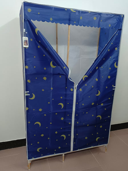 BABENET Furniture, wardrobes Portable Wardrobe with Zipper Closure, Blue with Moon and Stars Pattern