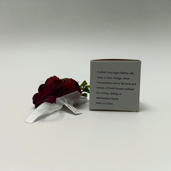 REALBLOOM Atlas Artificial boutonnieres Exquisite Artificial Rose Flower Boutonniere with Ribbon