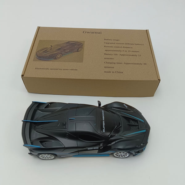 Gwurnui Electronically operated toy motor vehicles Supercar Toy, Matte Black with Blue Accents, Lithium Battery Powered, 25 Minutes Battery Life