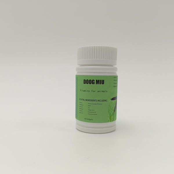 DOOG MIU Vitamins for animals 60 soft capsules, 30 essential ingredients, suitable for dogs 13 weeks old and above, supporting health and vitality
