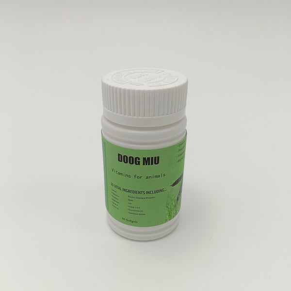 DOOG MIU Vitamins for animals 60 soft capsules, 30 essential ingredients, suitable for dogs 13 weeks old and above, supporting health and vitality