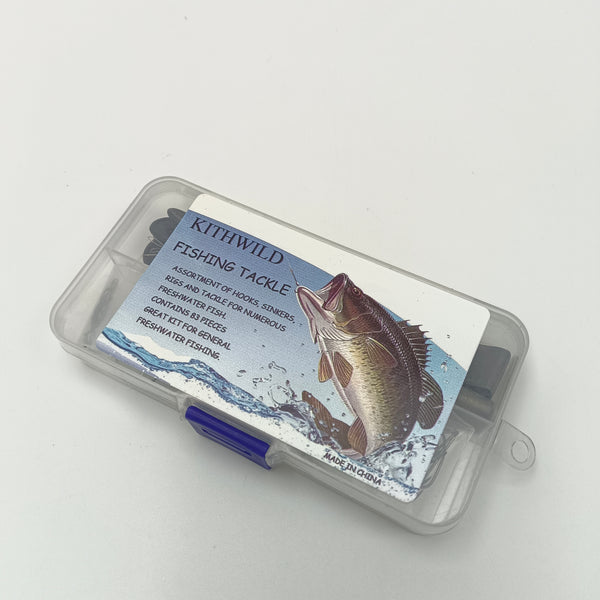 KITHWILD Fishing tackle Freshwater Fishing Tackle Kit with Plastic Box, 83 Pieces