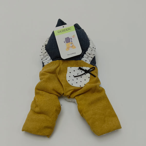 GGSDDU Pet clothing Yellow and Blue Pet Clothing with Hood, Winter Costume, Size XS