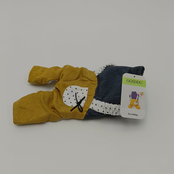 GGSDDU Pet clothing Yellow and Blue Pet Clothing with Hood, Winter Costume, Size XS