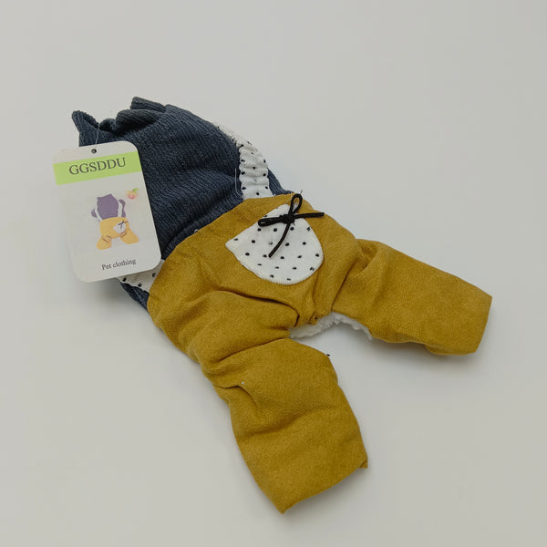 GGSDDU Pet clothing Yellow and Blue Pet Clothing with Hood, Winter Costume, Size XS