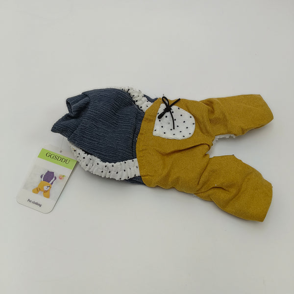 GGSDDU Pet clothing Yellow and Blue Pet Clothing with Hood, Winter Costume, Size XS