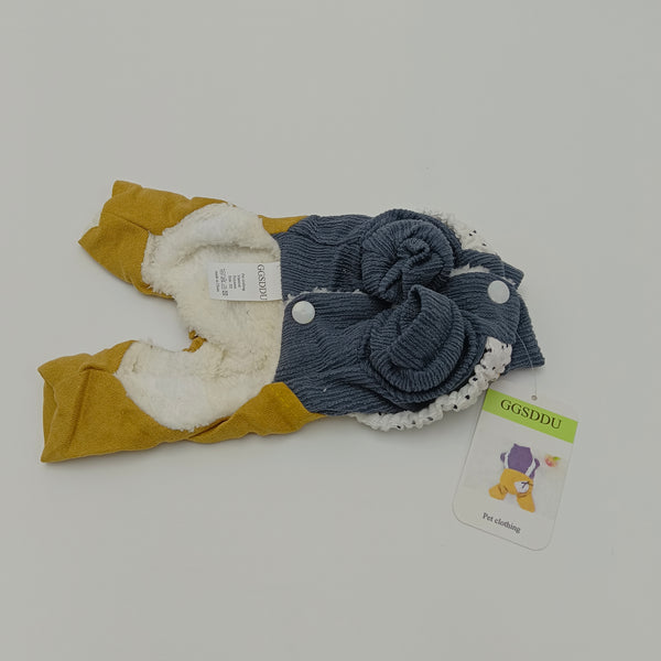 GGSDDU Pet clothing Yellow and Blue Pet Clothing with Hood, Winter Costume, Size XS