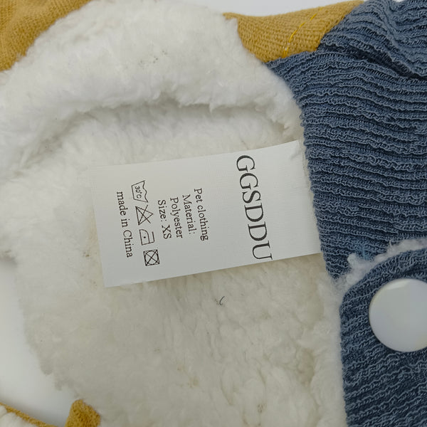 GGSDDU Pet clothing Yellow and Blue Pet Clothing with Hood, Winter Costume, Size XS