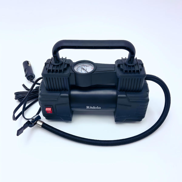 Ritdolo Pumps for inflating vehicle tyres Portable Tire Air Pump for Vehicle Tyres with Pressure Gauge, Dual Cylinder, Carry Handle