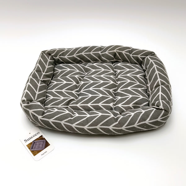 Suscoco Dog beds Gray and White Dog Bed with Chevron Pattern, Polyester Fiber, 30x40cm