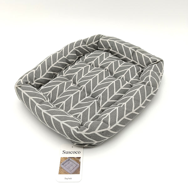 Suscoco Dog beds Gray and White Dog Bed with Chevron Pattern, Polyester Fiber, 30x40cm