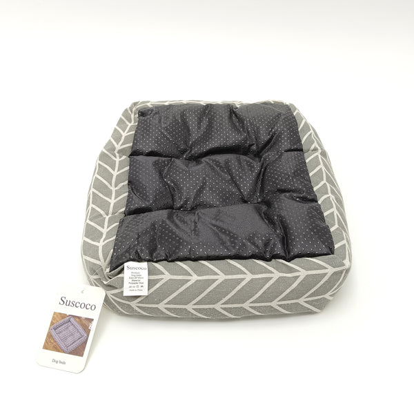 Suscoco Dog beds Gray and White Dog Bed with Chevron Pattern, Polyester Fiber, 30x40cm