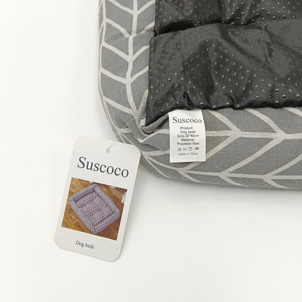 Suscoco Dog beds Gray and White Dog Bed with Chevron Pattern, Polyester Fiber, 30x40cm