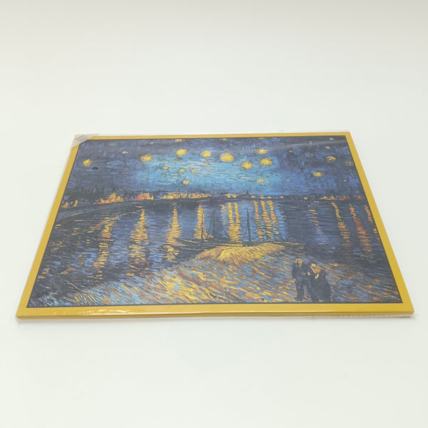 Beslosa Framed art pictures Wall Art Print with Gold Frame, Blue and Yellow Night Sky Painting