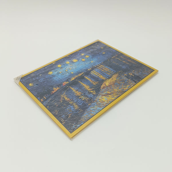 Beslosa Framed art pictures Wall Art Print with Gold Frame, Blue and Yellow Night Sky Painting
