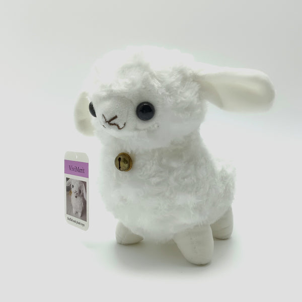 ViviMerit Stuffed and plush toys Stuffed Plush Lamb Toy, White Soft Sheep with Bell, Cute Animal Plushie