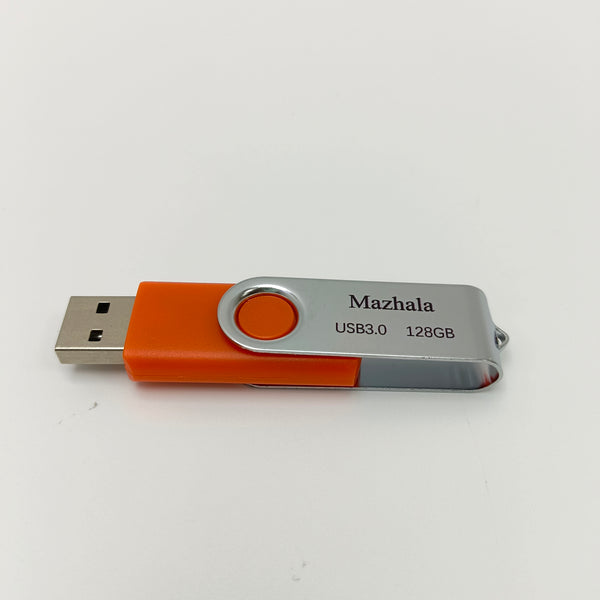Mazhala Blank USB flash drives Portable USB 3.0 Flash Drive, 128GB, Orange and Silver, Swivel Design