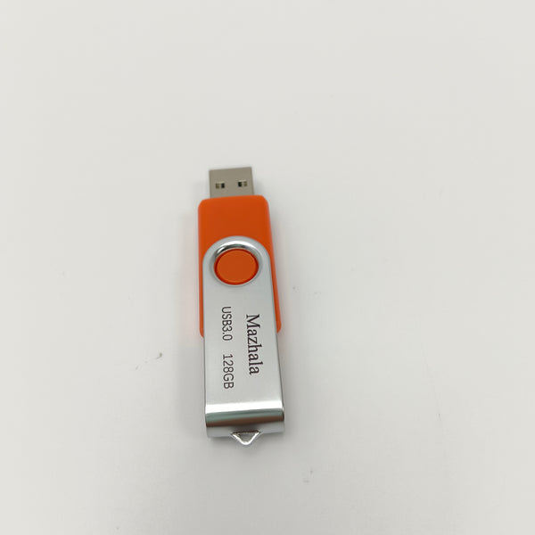 Mazhala Blank USB flash drives Portable USB 3.0 Flash Drive, 128GB, Orange and Silver, Swivel Design