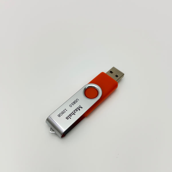 Mazhala Blank USB flash drives Portable USB 3.0 Flash Drive, 128GB, Orange and Silver, Swivel Design