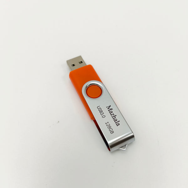 Mazhala Blank USB flash drives Portable USB 3.0 Flash Drive, 128GB, Orange and Silver, Swivel Design
