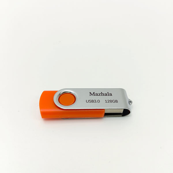 Mazhala Blank USB flash drives Portable USB 3.0 Flash Drive, 128GB, Orange and Silver, Swivel Design