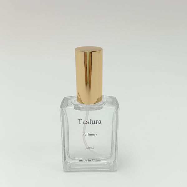 Taslura Perfumes 40ml, Clear Glass Bottle with Gold Cap, Unisex Fragrance Spray