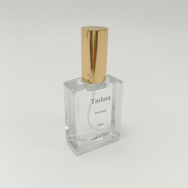 Taslura Perfumes 40ml, Clear Glass Bottle with Gold Cap, Unisex Fragrance Spray