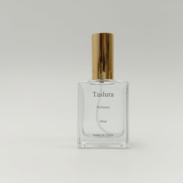 Taslura Perfumes 40ml, Clear Glass Bottle with Gold Cap, Unisex Fragrance Spray