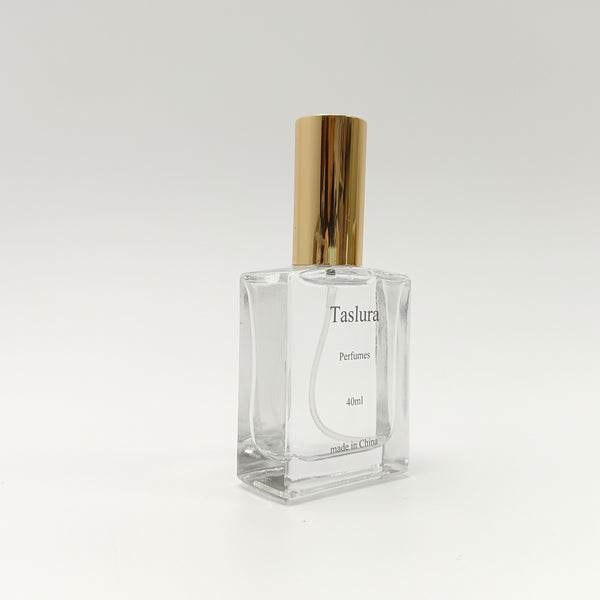 Taslura Perfumes 40ml, Clear Glass Bottle with Gold Cap, Unisex Fragrance Spray