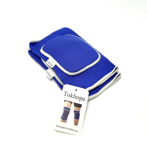 Tokhope Knee pads for athletic use Athletic Knee Pads for Sports, Blue with White Trim, Protective Knee Support