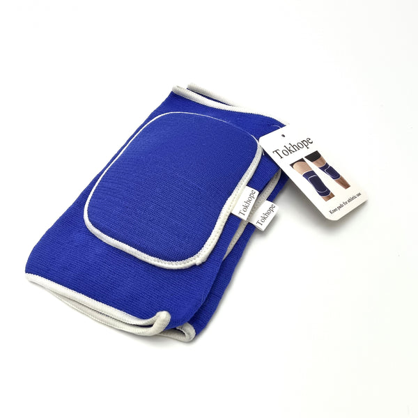 Tokhope Knee pads for athletic use Athletic Knee Pads for Sports, Blue with White Trim, Protective Knee Support