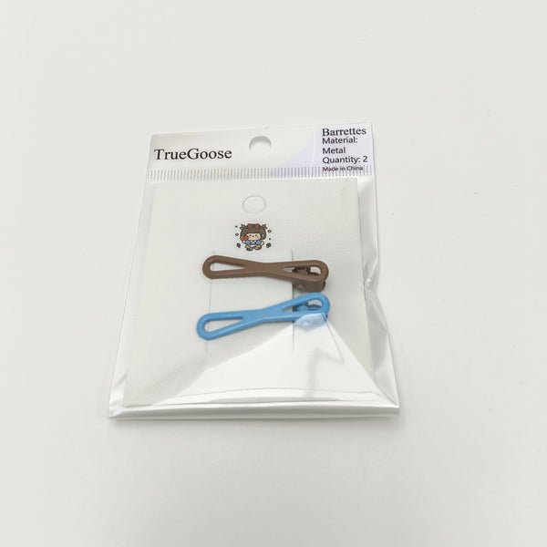 TrueGoose Barrettes Cute Metal Hair Barrettes, Blue and Brown, 2 Pack
