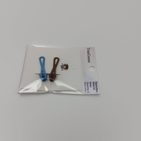 TrueGoose Barrettes Cute Metal Hair Barrettes, Blue and Brown, 2 Pack