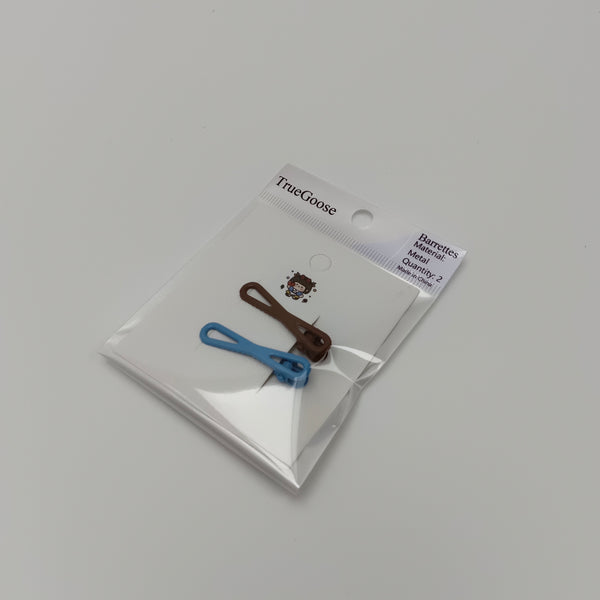 TrueGoose Barrettes Cute Metal Hair Barrettes, Blue and Brown, 2 Pack